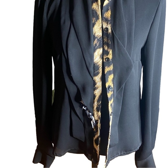 Roberto Cavalli Black Cotton Blend Ruffle Detail Jacket - Picture 2 of 3